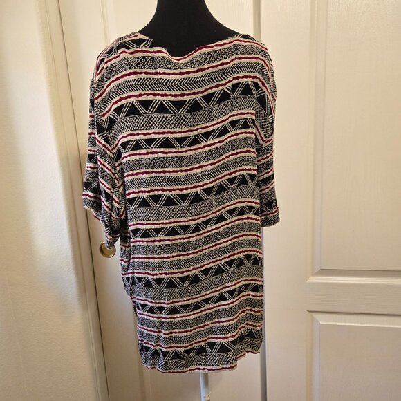 Lee David Woman's Career Casual Multicolor Tunic Top Short Sleeve Size 22/24W - Picture 4 of 11